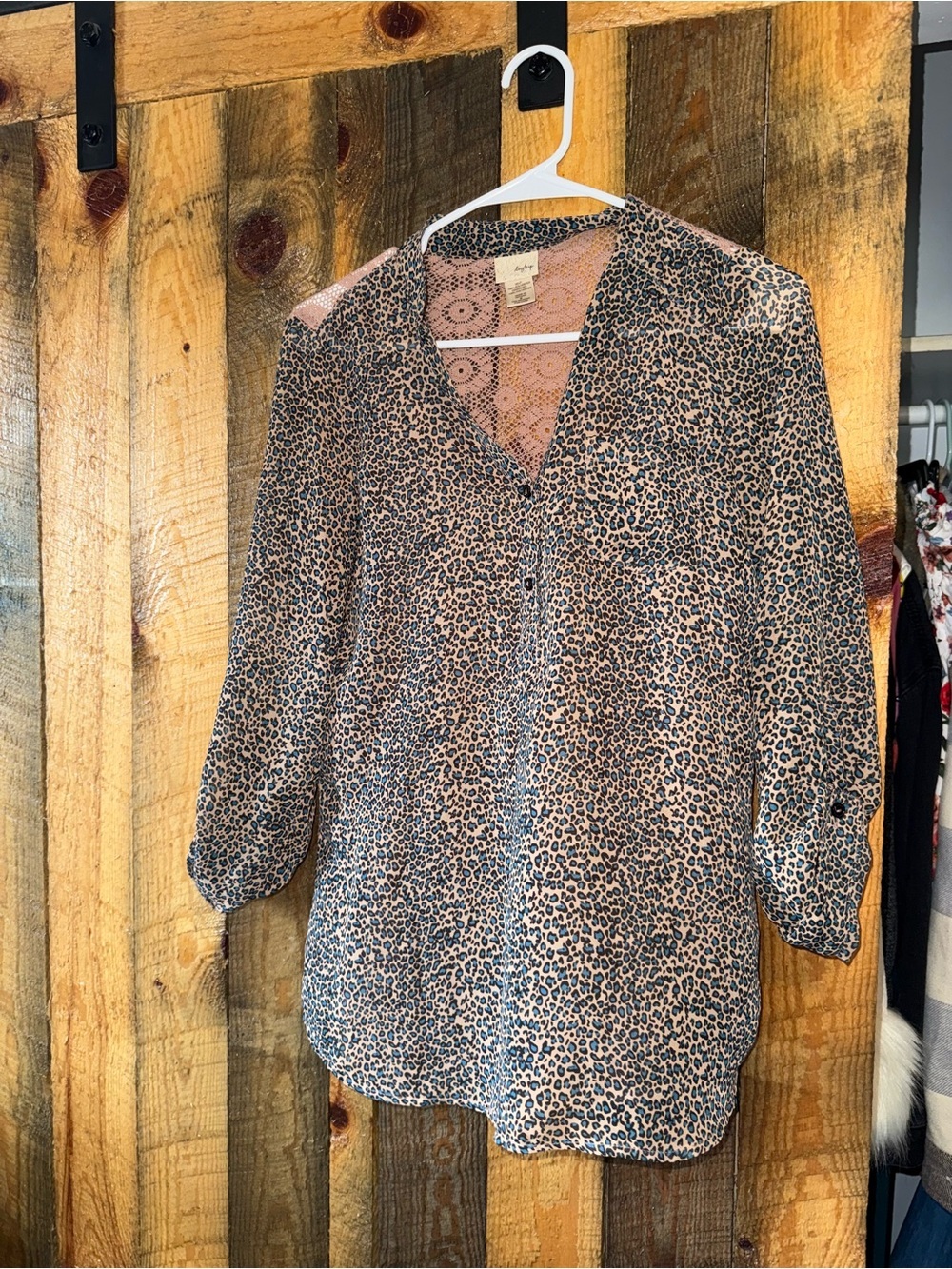 Daytrip Leopard-Print Button Front Blouse - Tan and Black